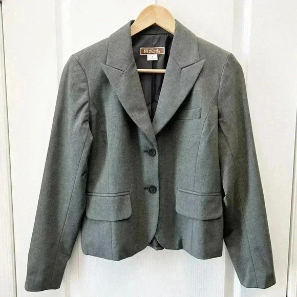 Michael Kors Blazer Fitted Single  Breasted Classic Charcoal Grey Size 4 - Picture 3 of 16